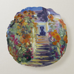 Monet mit Labrador-Kissen Rundes Kissen