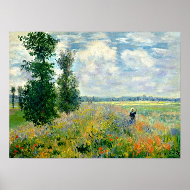 Monet - Mohnfeld Argenteuil 1875 Poster (Vorne)