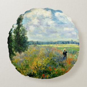 Monet - Mohnfeld, Argenteuil Rundes Kissen