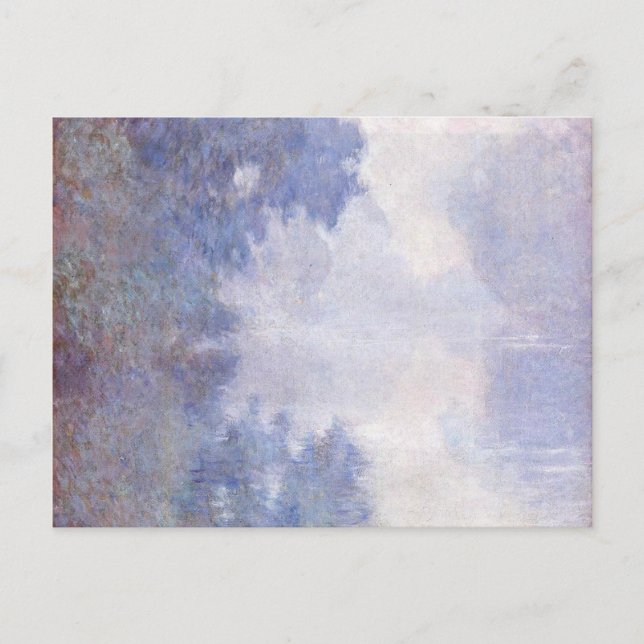 Monet - Morgengrauen an der Seine, Mist Postkarte (Vorderseite)