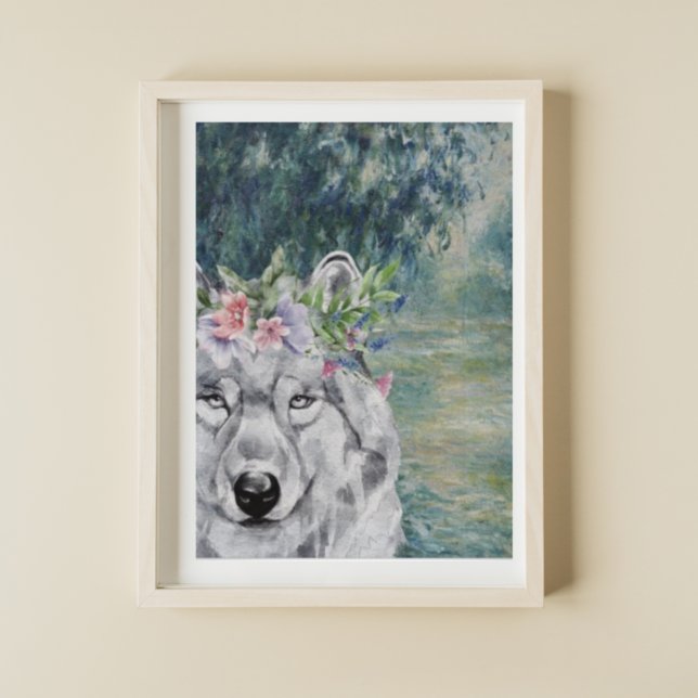 Monet Morning Seine und Grau Wolf Poster (Von Creator hochgeladen)