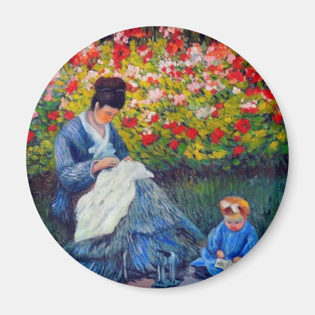 Monet Mutter und Kind im Garten Magnet (Vorne)