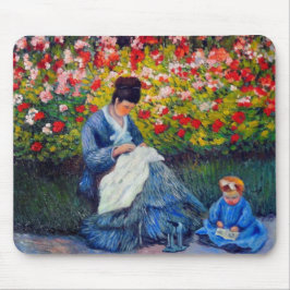 Monet Mutter und Kind im Garten Mousepad