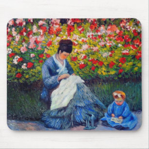 Monet Mutter und Kind im Garten Mousepad