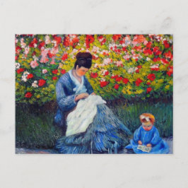 Monet Mutter und Kind im Garten Postkarte