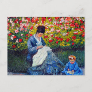 Monet Mutter und Kind im Garten Postkarte