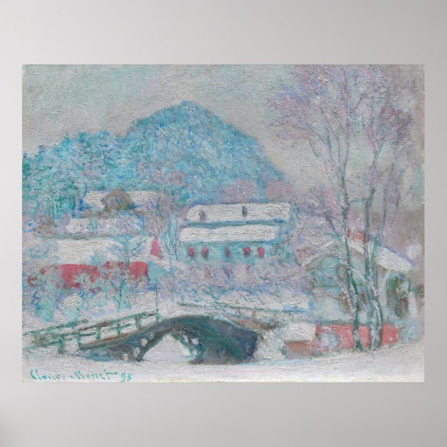 Monet - Norwegen, Sandviken Village in Snow Poster (Vorne)