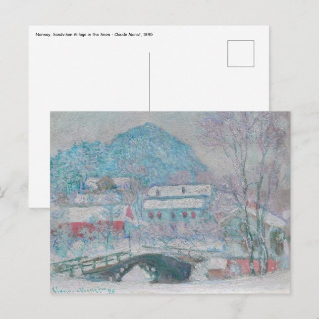 Monet - Norwegen, Sandviken Village in Snow Postkarte (Vorne/Hinten)
