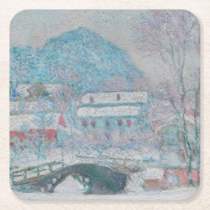 Monet - Norwegen, Sandviken Village in Snow Rechteckiger Pappuntersetzer