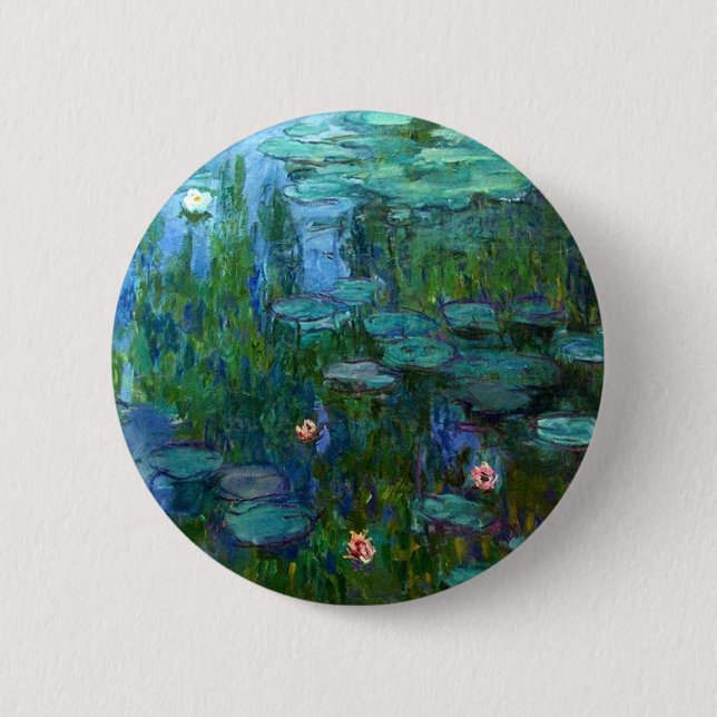 Monet Nympheas Wasser-Lilien-Knopf Button (Vorderseite)