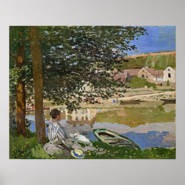 Monet on the Bank Landscape Malerei Poster (Vorne)