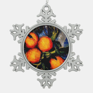 Monet - Orange Branch Bearing Frucht Schneeflocken Zinn-Ornament