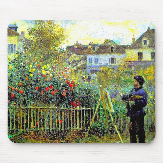 Monet Painting in seinem Garten in Argenteuil Gel  Mousepad (Vorne)