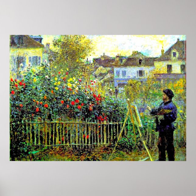Monet Painting in seinem Garten in Argenteuil Poster (Vorne)