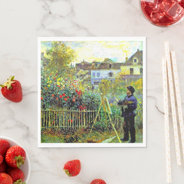 Monet Painting in seinem Garten in Argenteuil Serviette (Beispiel)