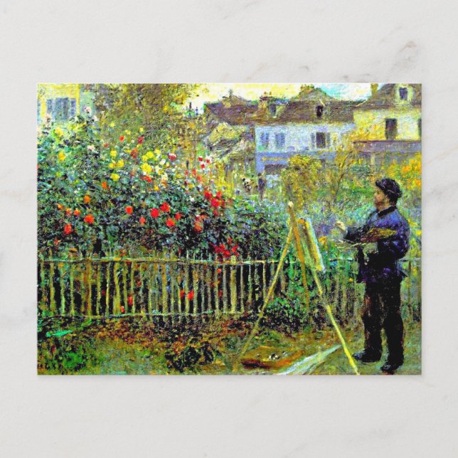 Monet Painting in seinem Garten Postkarte (Vorderseite)