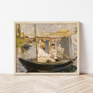 Monet Painting in seinem Studio Boat   Édouard Man Poster
