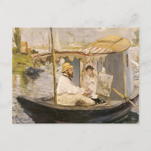 Monet Painting in seinem Studio Boat   Édouard Man Postkarte