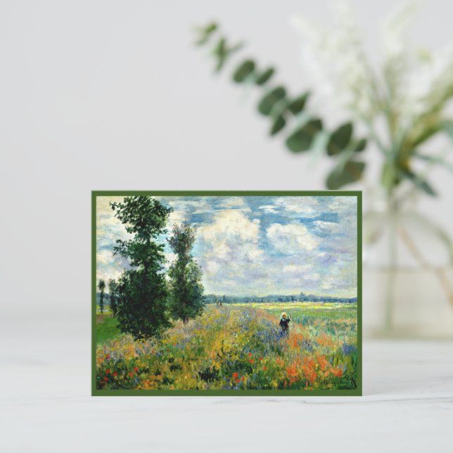 Monet painting, Poppy Field, Argenteuil, Postkarte (Stehend Vorderseite)
