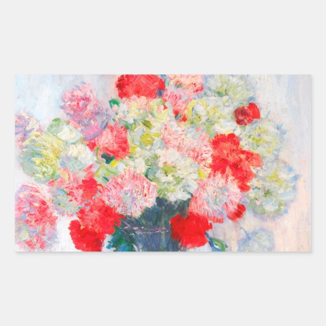 Monet Peonies Rechteckiger Aufkleber (Vorderseite)