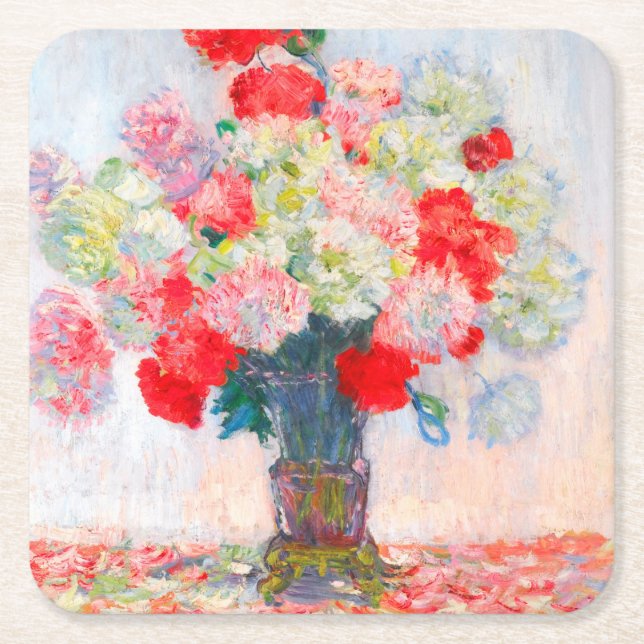 Monet Peonies Rechteckiger Pappuntersetzer (Vorderseite)