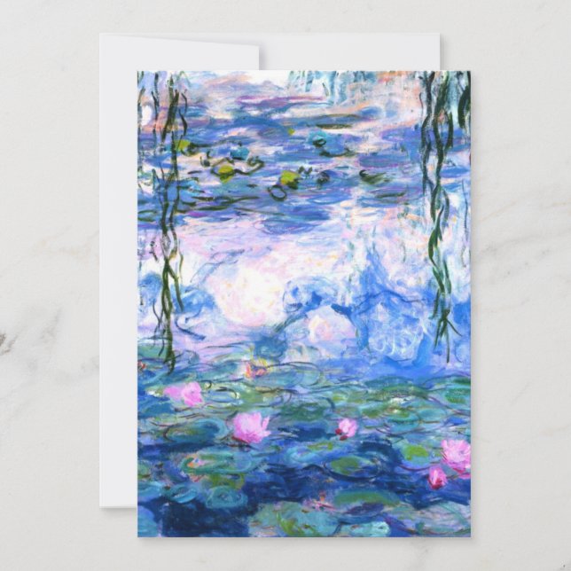Monet Pink Water Lilies  Einladung (Vorderseite)