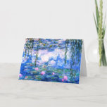 Monet Pink Water Lilies Grußkarte Karte<br><div class="desc">Eine Monet-Rosa-Wasserlilililie gefaltet Grußkarte (innen ist leer) mit schönen rosa Seerosen,  die in einem ruhigen,  blauen Teich mit Lilienpolstern schwimmen. Ein großartiges Monet-Geschenk für die Liebhaber von Impressionismus und französischer Kunst.</div>