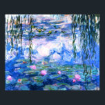 Monet Pink Water Lilies Poster<br><div class="desc">Ein Monet-rosa-Wasserlililienposter mit schönen rosa Seerosen, die in einem ruhigen, blauen Teich mit Lilienpolstern schwimmen. Ein großartiges Monet-Geschenk für die Liebhaber von Impressionismus und französischer Kunst.</div>