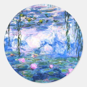 Monet Pink Water Lilies Runder Aufkleber