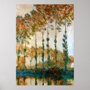 Monet - Poplars am Flussufer des Epte im Herbst Poster