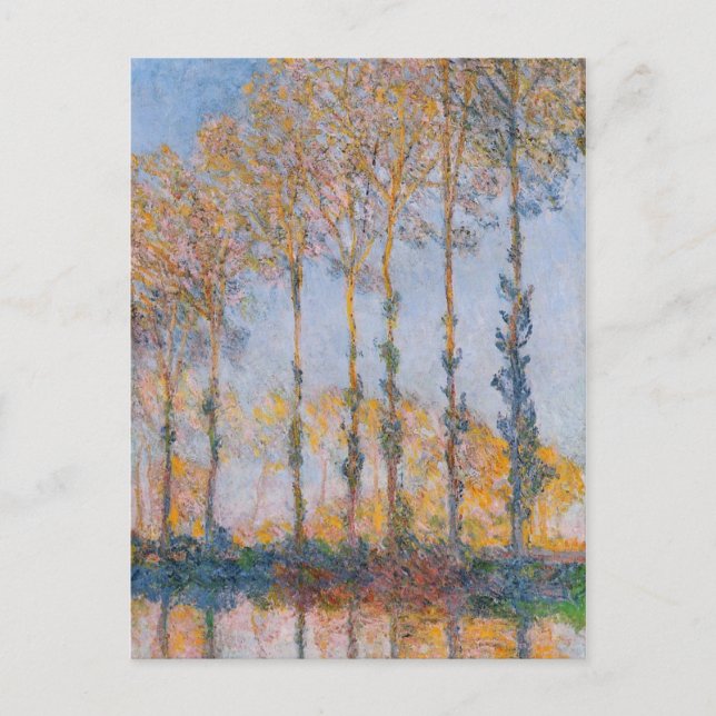 Monet - Poplars, weißer und gelber Effekt Postkarte (Vorderseite)
