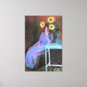 Monet - Portrait von Suzanne Hoschede, Sonnenblume Leinwanddruck