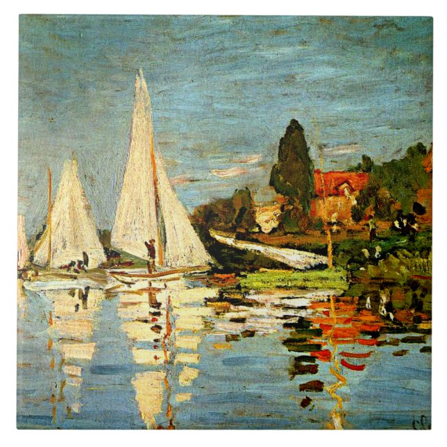 Monet - Regatta in Argenteuil, Fliese (Vorderseite)