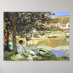 Monet - River Scene at Bennecourt, Vintag feine ar Poster