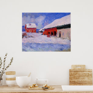 Monet - Rote Häuser in Bjornegaard Poster