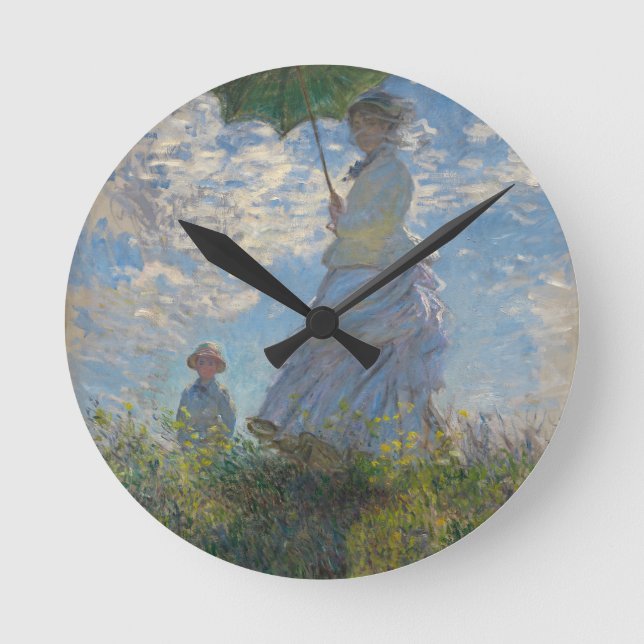 Monet’s Woman with a Parasol Runde Wanduhr (Vorderseite)