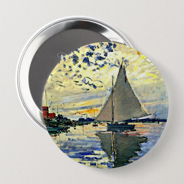Monet - Sailboat at le Petit Gennevilliers Button (Vorne & Hinten)