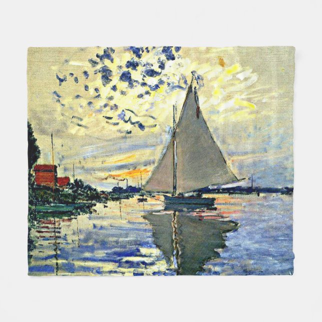 Monet - Sailboat at le Petit Gennevilliers Fleecedecke (Vorderseite (Horizontal))