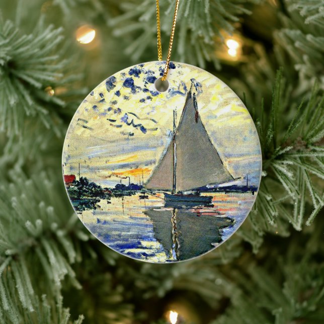 Monet - Sailboat at le Petit Gennevilliers Keramik Ornament (Baum)