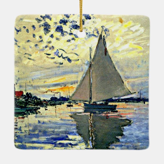 Monet - Sailboat at le Petit Gennevilliers Keramikornament (Rückseite)