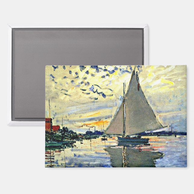 Monet - Sailboat at le Petit GENNEVILLIERS Magnet (Vorderseite/Rückseite)