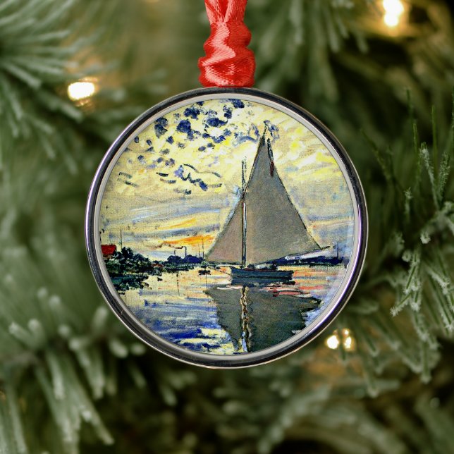 Monet - Sailboat at le Petit Gennevilliers Ornament Aus Metall (Baum)