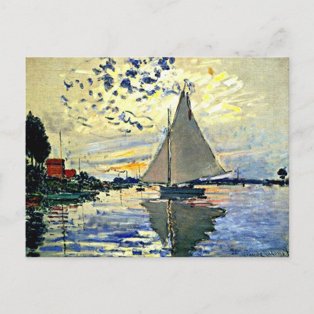 Monet - Sailboat at le Petit Gennevilliers Postkarte (Vorderseite)