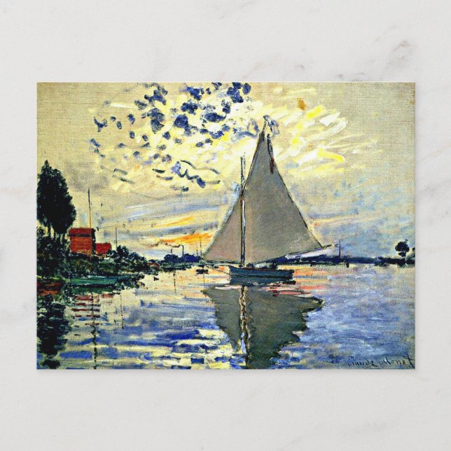 Monet - Sailboat at le Petit Gennevilliers Postkarte (Vorderseite)