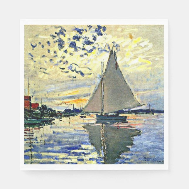 Monet - Sailboat at le Petit Gennevilliers, Serviette (Vorderseite)