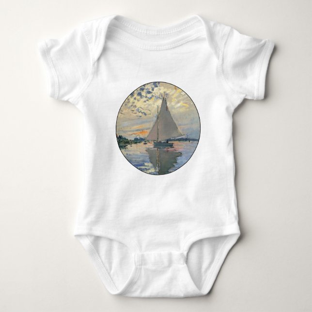 Monet Sailboat Französische Impressionismus Klassi Baby Strampler (Vorderseite)