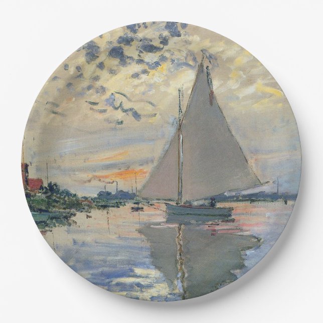 Monet Sailboat Französische Impressionismus Klassi Pappteller (Vorderseite)