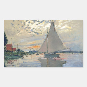 Monet Sailboat Französische Impressionismus Klassi Rechteckiger Aufkleber