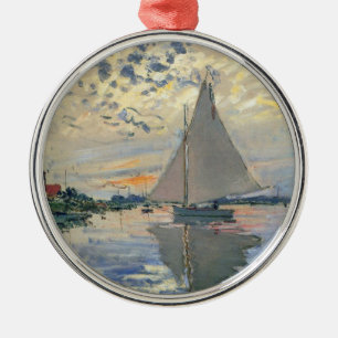 Monet Sailboat Französische Impressionismus Klassi Silbernes Ornament
