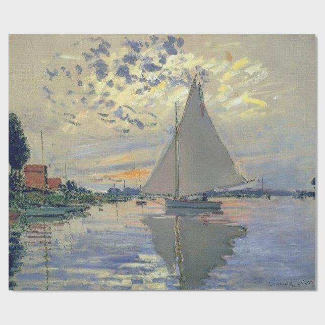 Monet Sailboat French Impressionism Classic Art Geschenkpapier (Flach)